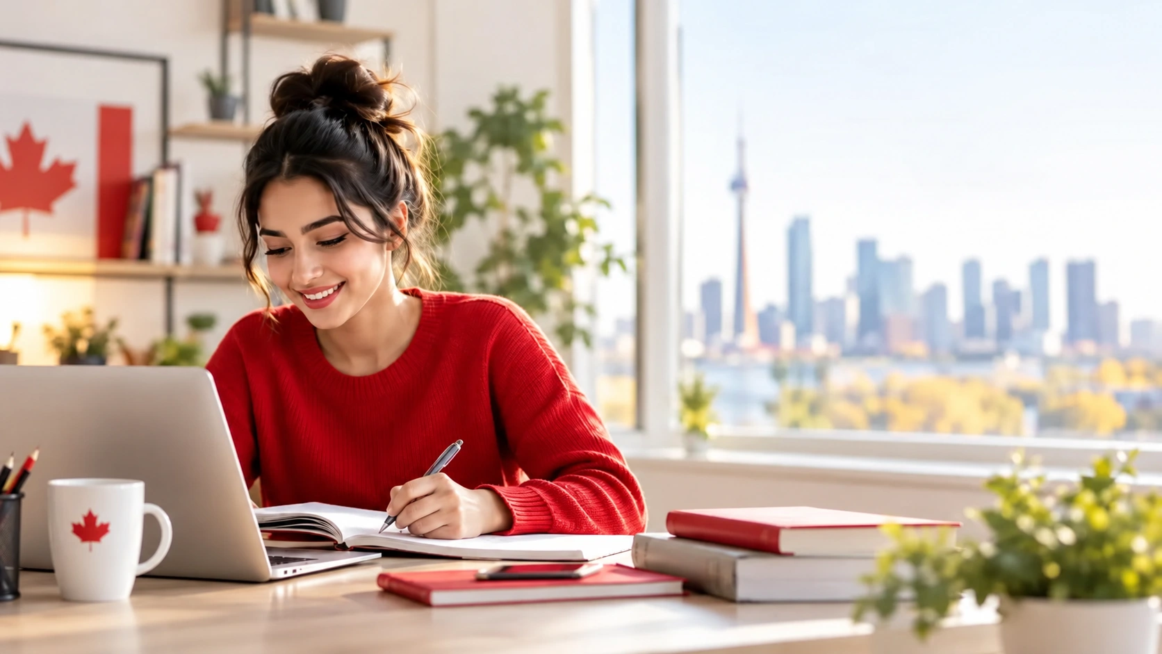 Student practicing for the CELPIP exam